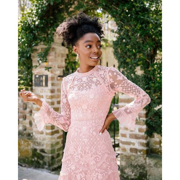 Needle & Thread Marigold Rose Mini Dress Desert Pink Size 6 NWT - Picture 2 of 12